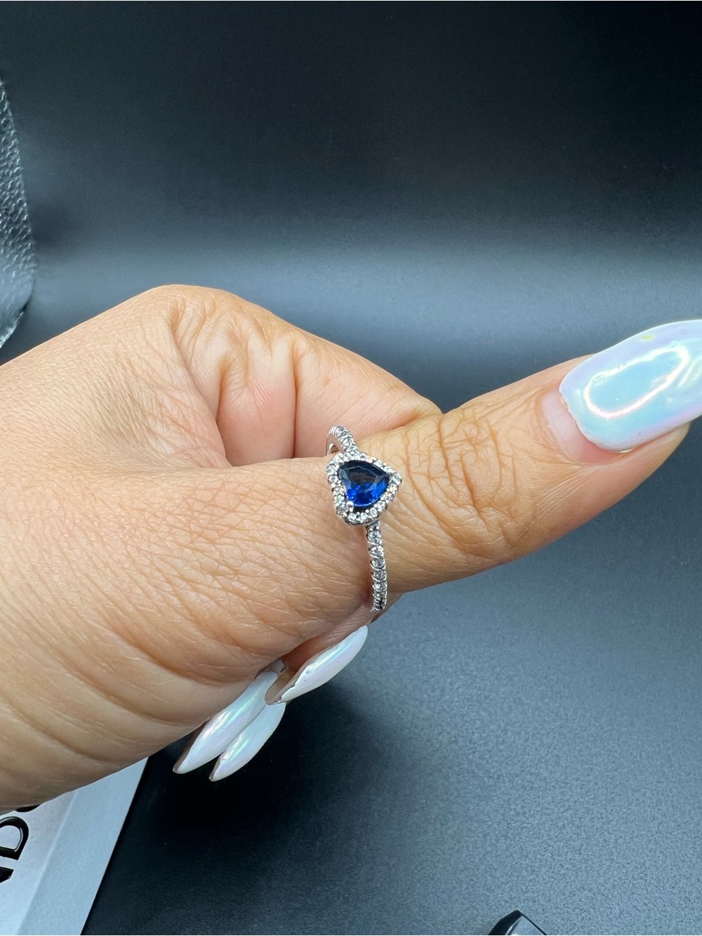 Elevated Princess Blue Heart Ring, Sterling Silver 925, Size: 54/ 7